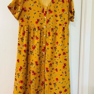 Roolee Yellow Floral Button-Down Dress